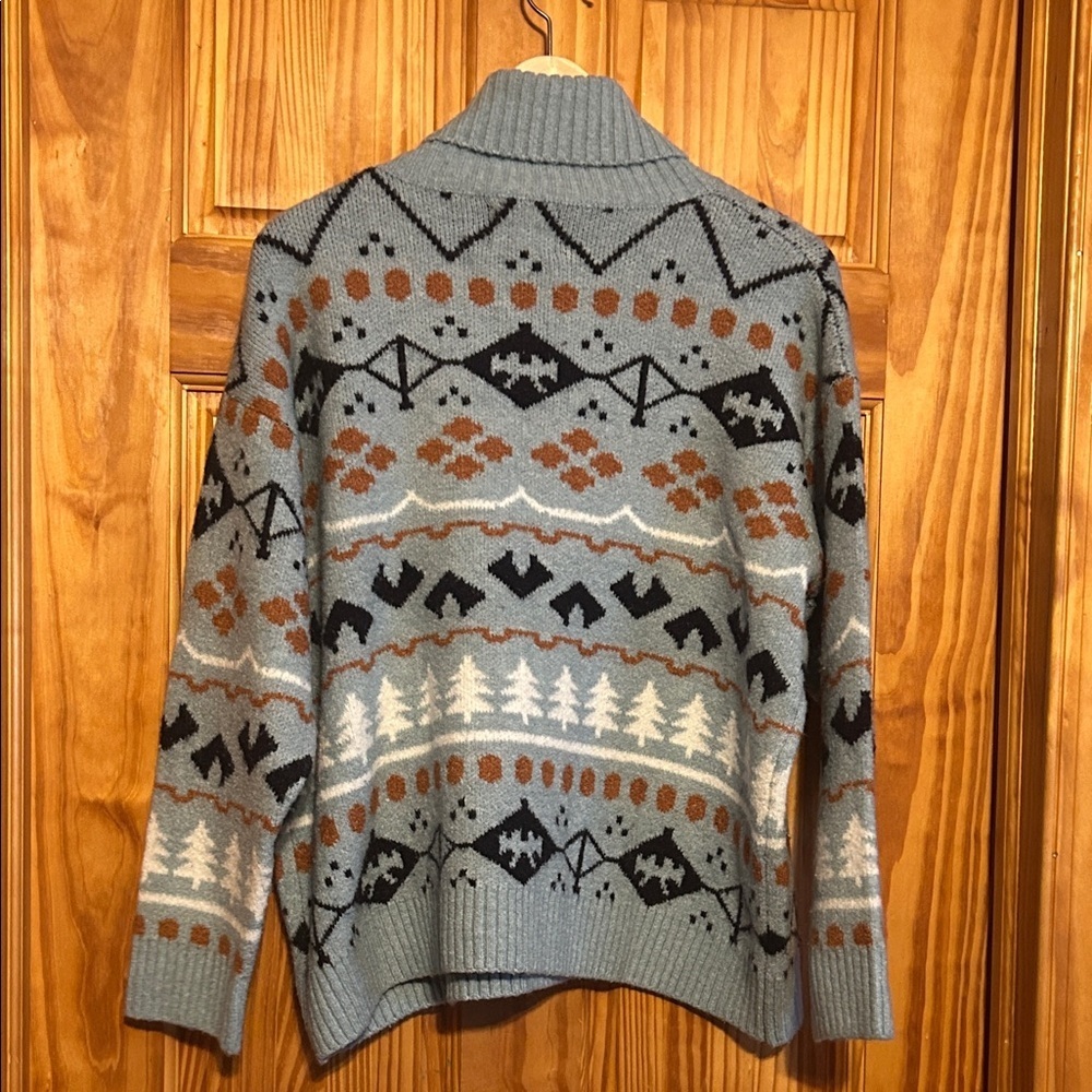 Panache Nordic Blue and Brown Turtleneck Sweater - Picture 6 of 8